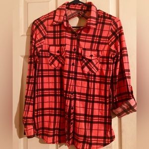 Hot pink and black flannel long sleeve